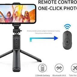 samipna R1s-Bluetooth Extendable Selfie Stick with Remote 2 Level Fill Light Microphone Microphone image 4