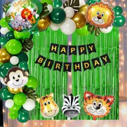 Jungle Theme Birthday Decoration kit - 72Pcs-image-52