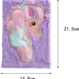 festaceleb traders Unicorn Notebook Fur Diary Rainbow Regular Diary Ruled 100 Pages image 2