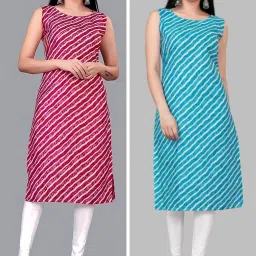 Pack of 2 Women Printed Crepe Straight Kurta-image-6