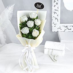 White 6 Rose Heaven Bouquet for EID-image-17