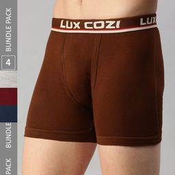 Lux Cozi Men Pack Of 4 Assorted Skin-friendly Label free comfort Long Cotton Trunk-11