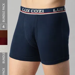 Lux Cozi Men Pack Of 4 Assorted Skin-friendly Label Free Comfort Long Cotton Trunk-12