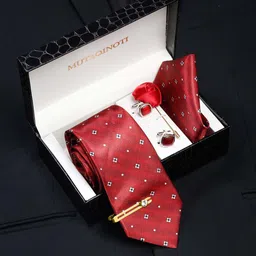 MUTAQINOTI Men Printed Silk Blend Necktie Accessory Gift Set-picture-3
