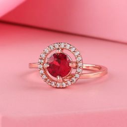 Estele Rose Gold-Plated CZ-Studded Adjustable Finger Ring-image-16