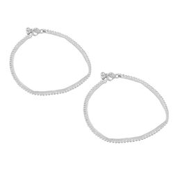 Efulgenz Women Pair of 2 Silver-Plated Wedding Traditional Bridal Anklets-image-43