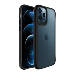 DailyObjects Transparent & Black Solid Hybrid Clear Case Cover for iPhone 12 Pro Max-48