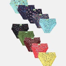 Lux Cozi Kids Pack Of 10 Assorted Mid-Rise Anti-Odour Cotton Basic Briefs-46