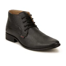 Red Chief Men Black Textured Leather Mid-top Formal Derbys-image-52