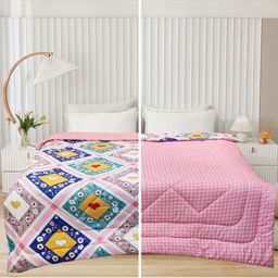 Supreme Home Collective Pink & Blue AC Room 300 GSM Double Bed Comforter-image-53