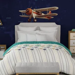 MYTRIDENT Passport Brown & Blue Geometric Printed 150 GSM Double Bed Comforter-12