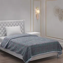 Monte Carlo Grey & Green Geometric AC Room 120 GSM Single Bed Comforter-image-43