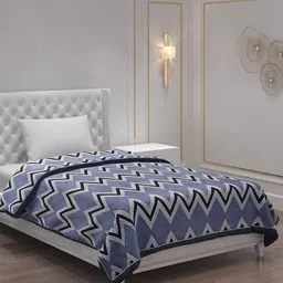Monte Carlo Blue & Black Geometric AC Room 120 GSM Single Bed Comforter-image-54