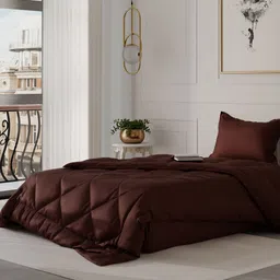 Stoa Paris Date Night Brown Satin AC Room 150 GSM Single Bed Comforter-image-17