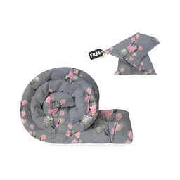bsb home Grey & Pink Floral Printed Heavy Winter 210 GSM Single Bed Comforter-image-80