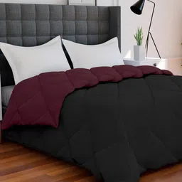 AVI Black & Burgundy Solid Reversible Style Mild Winter 233 GSM Double Bed Comforter-picture-44