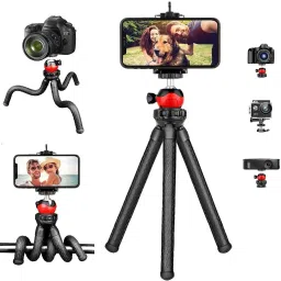 Ancestors Octopus Tripod 12" Inch Flexible Foldable Waterproof Extra Thick & Strong with Mobile Holder for All Smartphone, Action & DSLR Camera's Use of Photography, Video Recording Vloging YouTube ( SNAKE TRIPOD | CLIP ) Tripod-17