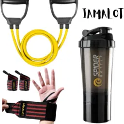 Combo Gym Pack Double Toning Tube, Spider Shaker & Wrist Support Men & Women Fitness Accessory Kit Kit-image-77
