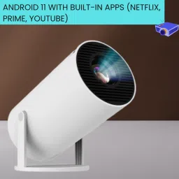 Guggu Mini HD Projector for Home 4KSupport With Built-in App Netflix/Prime/YouTubeG199 (4500 lm / 1 Speaker / Wireless / Remote Controller) Portable Projector-picture-0