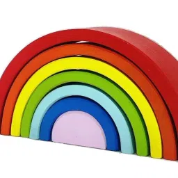 7 PC Rainbow Stacker Wooden Stacking Toy Round Stacking-15