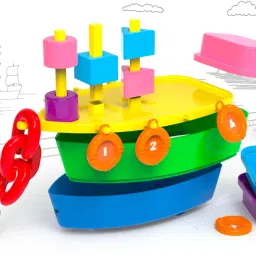 li'l wizards 7-in1 Stack, Nest 'N' Link Pull-Along Ship Station image 2