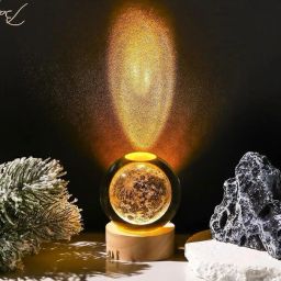 3D Moon Crystal Ball Night Lamp,,2.4 inch Glass Ball Night Lamp with Wood Base Table Lamp-image-63
