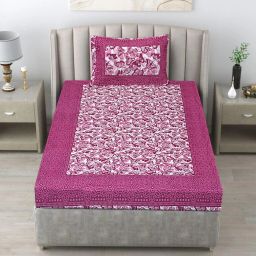 144 TC Cotton Single Jaipuri Prints Flat Bedsheet-image-9