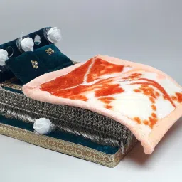 r d handicraft Thakur ji Bed,Laddu Gopal ji Bed With Blanket usable 0 to 3 no Silk All Purpose Chowki image 2