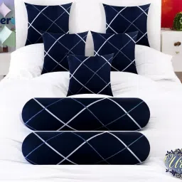 5 Cushion 2 Bolster Microfibre Geometric Bolster Pack of 7-image-47