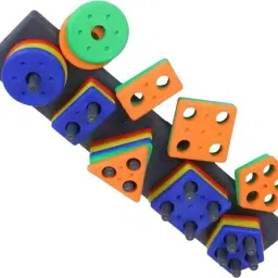 Geometric Blocks Stacker Shape Sorter Column Puzzle Stacking Set for Kids-image-0