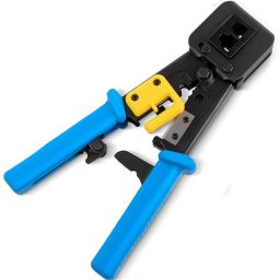 RJ45 Crimp Tool Pass Through Cat5 Cat5e Cat6 Crimping Tool for RJ45/RJ12 Regular and End-Pass-Through (Blue) Manual Crimper-image-55