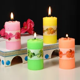 Scented Lemon,Rose,Green-Apple & Orange Pillar Candle-image-28