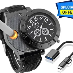 Foxne Point Cigarette Lighter Rechargeable With Mini OTG 2 in 1 USB Cable Micro USB Type C Cigarette Lighter Watch, USB Rechargeable Sporty Wristwatch Cigarette Lighter, USB Hub-image-16