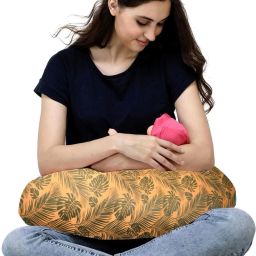 Breast feeding Recron Pillow,Removable coverwith Zip, Buckle Adjust Orange Leaf Breastfeeding Pillow-image-62