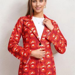 Women Printed Tuxedo Style Casual Blazer-picture-23