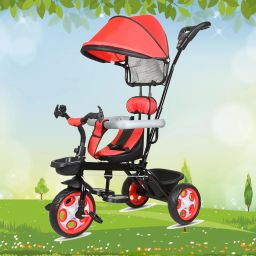 Kids|Baby Trike|Tricycle with Safety Guard for Kids|Boys|Girls Age 2 to 5 Years Red CHATRI Tricycle-image-0