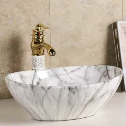Premium Designer Ceramic Wash Basin(GJ-16)with Waste Pipe & Coupling set (17*13.5*5)(GJ-1004) Table Top Basin-image-27