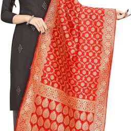 Jacquard Woven Red Women Dupatta-image-45