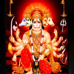 Panchmukhi Hanuman Photo | Panchmukhi Hanuman Ji Photo Frame Digital Reprint 13.5 inch x 10 inch Painting-image-69
