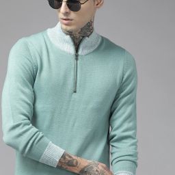 Men Solid Blue Sweater-image-49