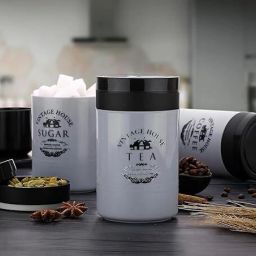 Plastic Tea Sugar Coffee Container Set Of 3 (Grey) Tea Urn-picture-12