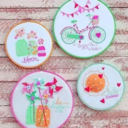 Pack of 3 Plastic Embroidery Hoop Frame (Sizes: 4, 6, 8 Inches)+25 Multicolored Embroidery Hoop-image-128