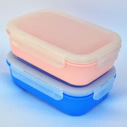 Plain Plastic Lunch Box (500ml size) or Freezer storage (set of 2) 2 Containers Lunch Box-4