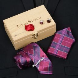 LOUIS STITCH Silk Cufflink & Tie Pin Set-image-55