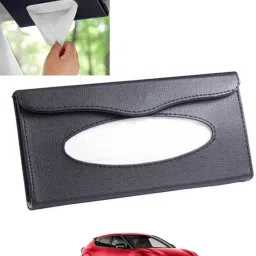 Black Leatherite Rectangle Shape Fancy Design Tissue Dispencer For Car-04 Vehicle Tissue Dispenser-13