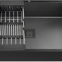 fossa Honeycomb Embossed 18"x16"x09" Single Bowl 304 Grade Stainless Steel Sink with Black Nano Coating Kitchen Sink (Brushed Finish) with All Acceressories Vessel Sink-picture-2