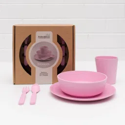 bobo&boo 5 Piece Children's Bamboo Dinnerware Set - Made from Bamboo, Non-Toxic, BPA-free, bio-degradable, Kids Mealtime Set for Healthy Infant Feeding, Great Gift for Baby Showers & Birthdays, FDA & LFGB approved image 4