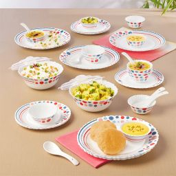 Pack of 34 Opalware Galaxy Pastel Crockey Set for Dining & Gifting, Plate & Bowl Dinner Set-122