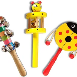 authfort Wooden Non Toxic Colourful Rattle Toys for New Born Baby, Musical Infant Toy, Teether for Babies, Toddler, Child (Set of 3 )-picture-47