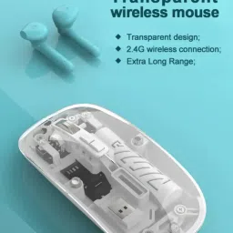 JAXTER Pureview Transparent Wireless and Bluetooth Rechargeable Mouse Wireless OpticalGaming Mousewith Bluetooth image 3